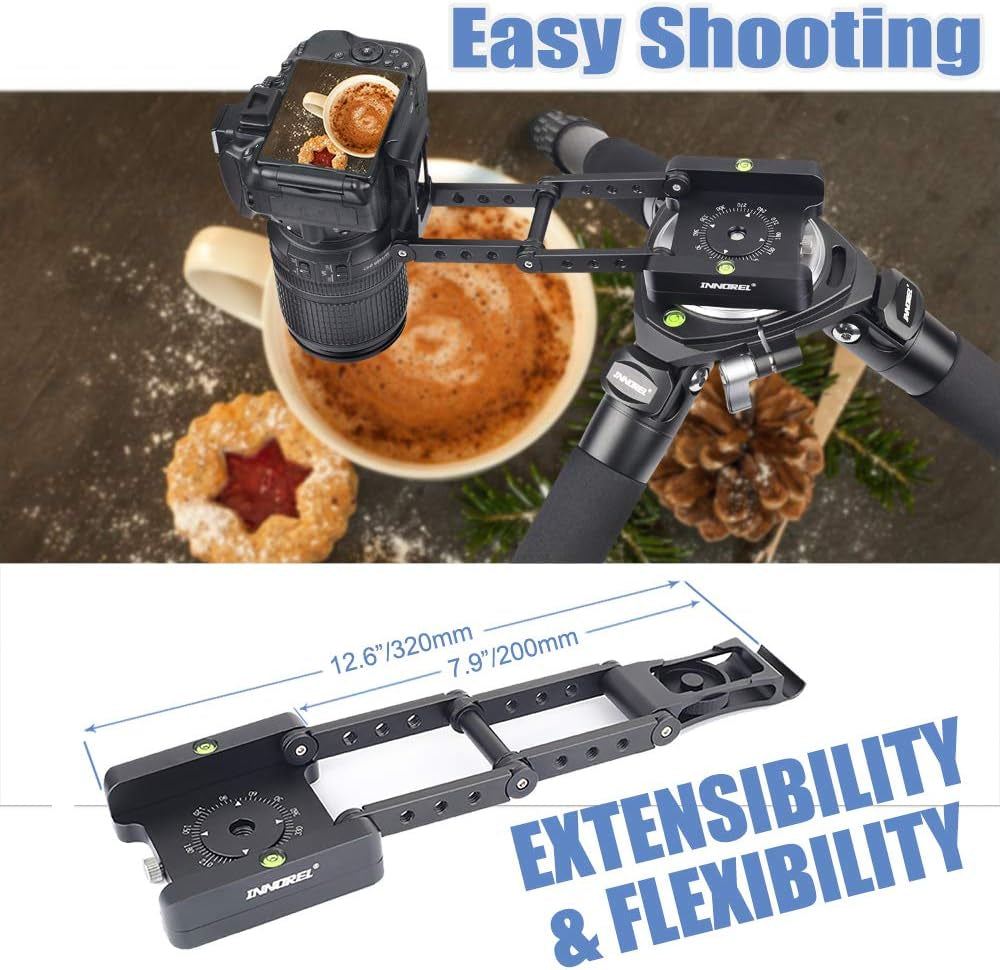 Z-Flex Tilt Tripod Head- MH5 CNC Aluminum Alloy All Metal Flexible Folding Z Pan 360° Horizontal Rotation with 1/4" and 3/8" Screws, Max Load 6.61Lb for Canon Nikon Sony DSRL Camcorder Slider