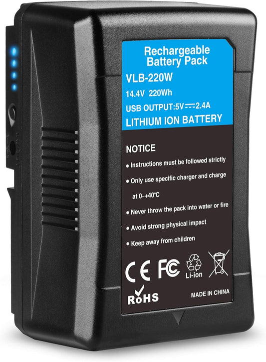 220Wh 15000Mah V Mount Battery/Dtap Battery with D-TAP DC USB Ports V Lock Battery for Sony Video Cameras Camcorders Broadcast LED Lights Monitors Replacement Brick for DSLR