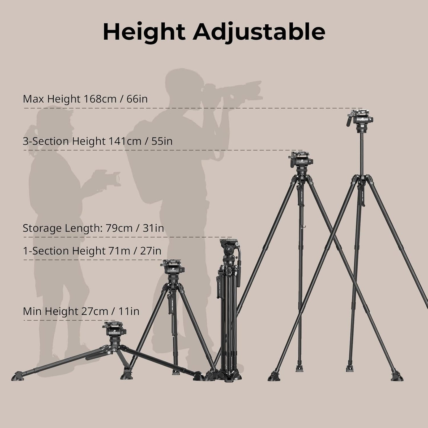 X Potato Jet Tribex Hydraulic Carbon Fiber Tripod, Fast Extend Camera Video Tripod with 4-Step Counterbalance Fluid Head, Step-Less Damping on Pan/Tilt, Load 13.2Lbs for Dslr(Standard Series)