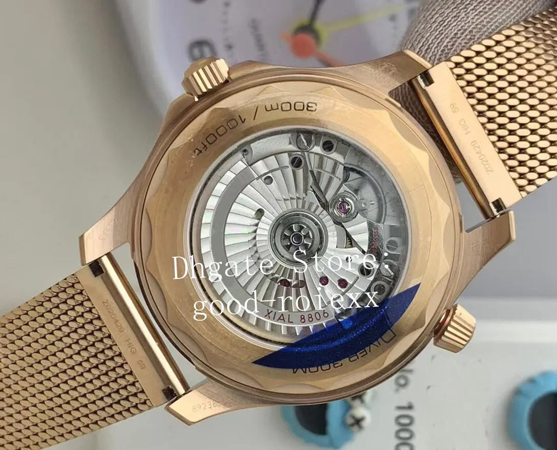 42Mm Men'S Bronze Watches Men Vsf Automatic Cal.8806 Movement Vs Aluminum Bezel Dial Watch Sbf Mesh Gold Burgundy Bracelet Diver 300M Luminous Wristwatches