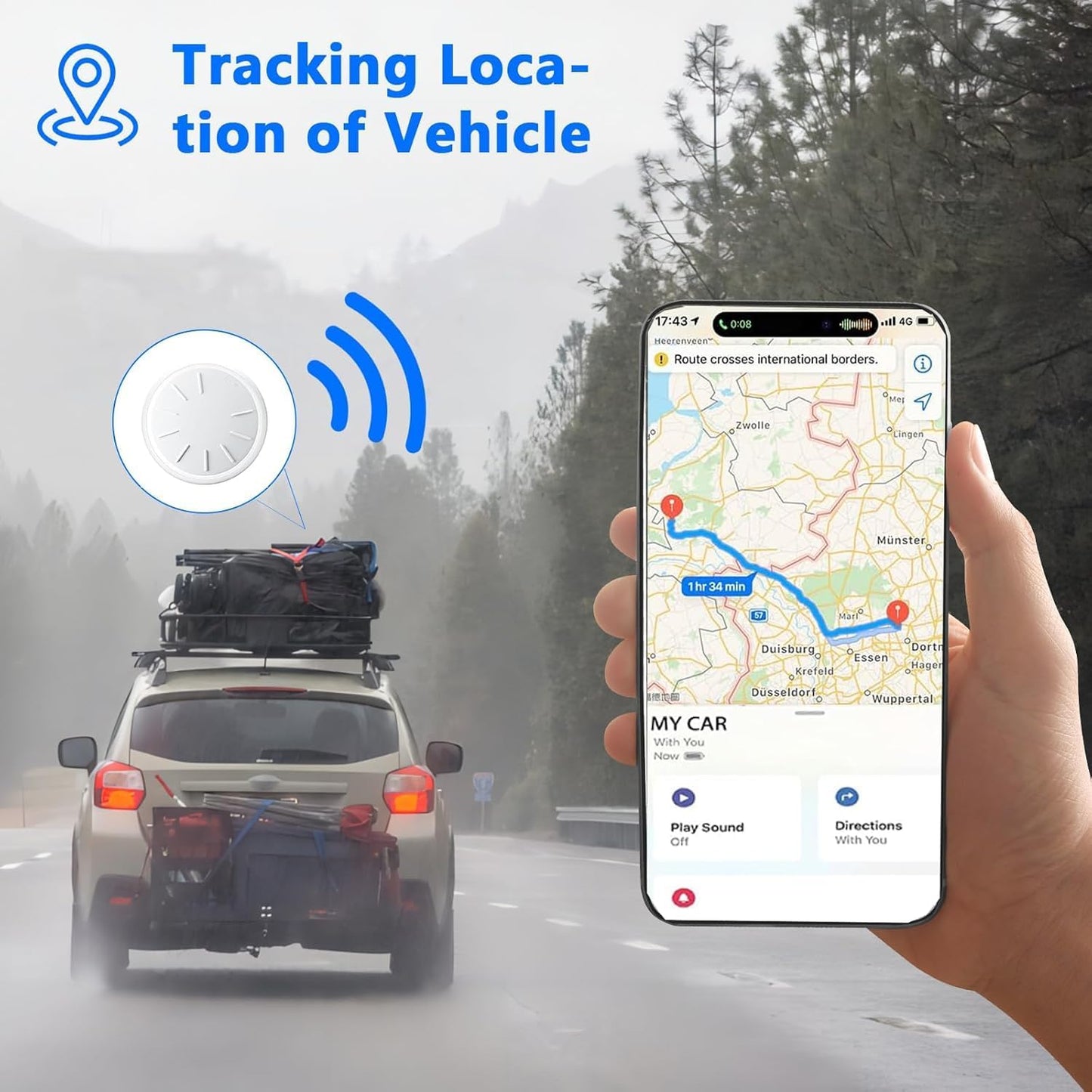 Tracker Device for Car,Vehicles,Mini Hidden Car Tracker with Magnetic Case,No Monthly Fee Real Time GPS Car Tracker Works with Apple Find My (Ios Only) (Black,2Pcs)