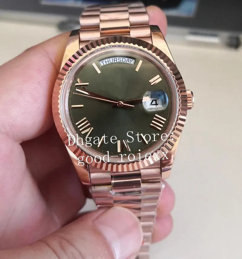 7 Colour Mens Watches Men Watch Bpf Green Brown Champagne White Automatic 2813 Movement BP Everose Time Day Date Rose Gold Crystal Chocolate Factory Wristwatches