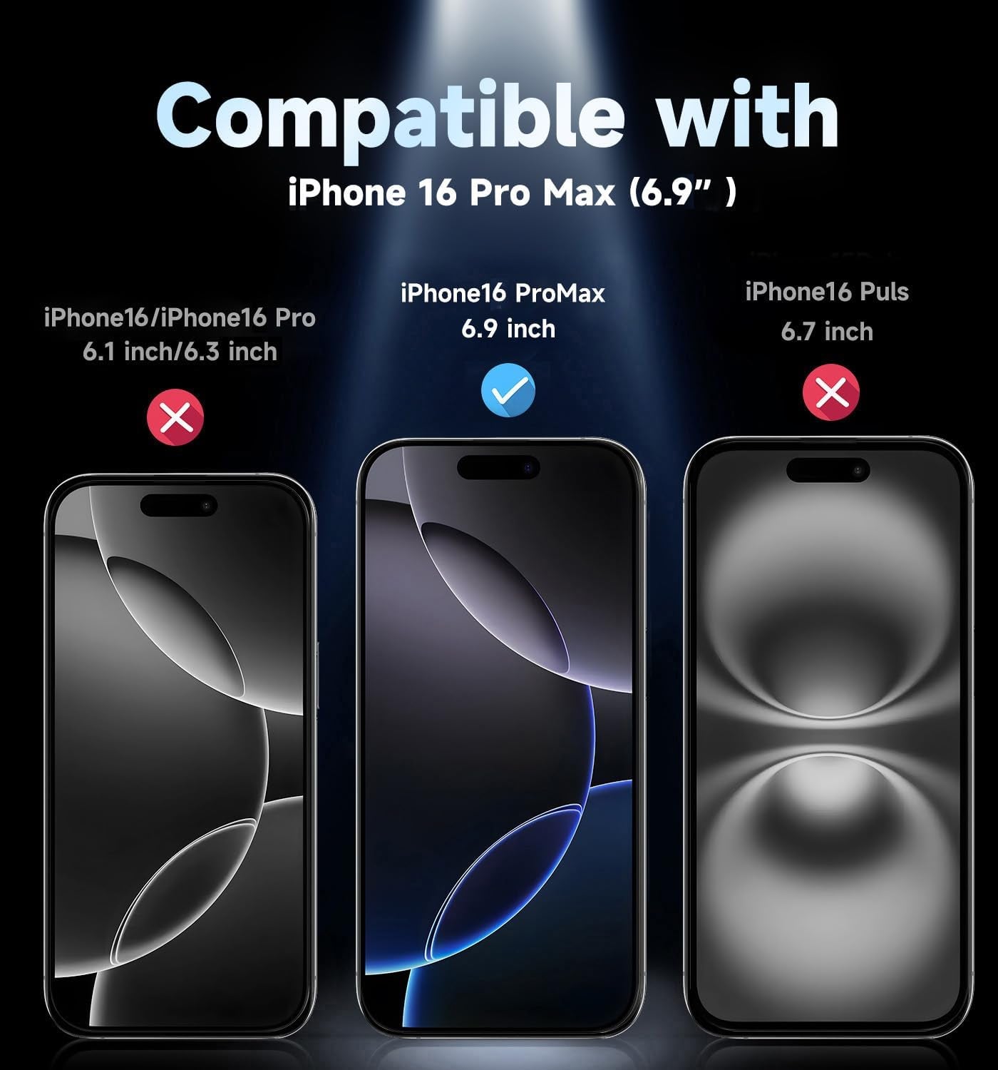 2 Pack for Iphone 16 Pro Max 6.9 Inch Tempered Glass Screen Protector, Auto Dust-Elimination, Bubble Free, Easy Installation, HD Clear