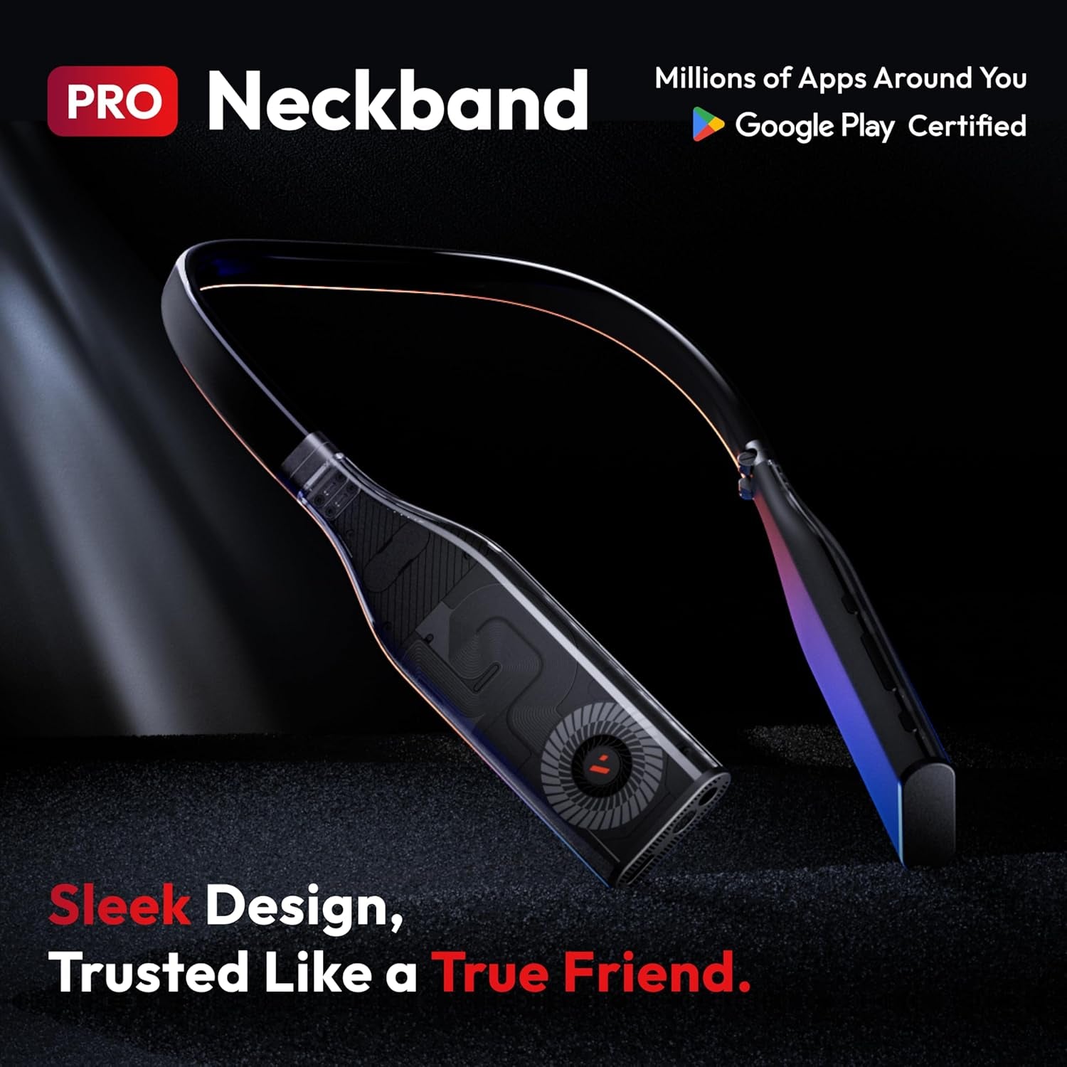 Pro Neckband, Official Partner of Psplay, Google Play, Multi-Screen/3Dof/Smooth Follow/Ambient Mode, 3D Player, AI Assistant, Almost Wireless Freedom for Gaming & Streaming, 12GB+256GB