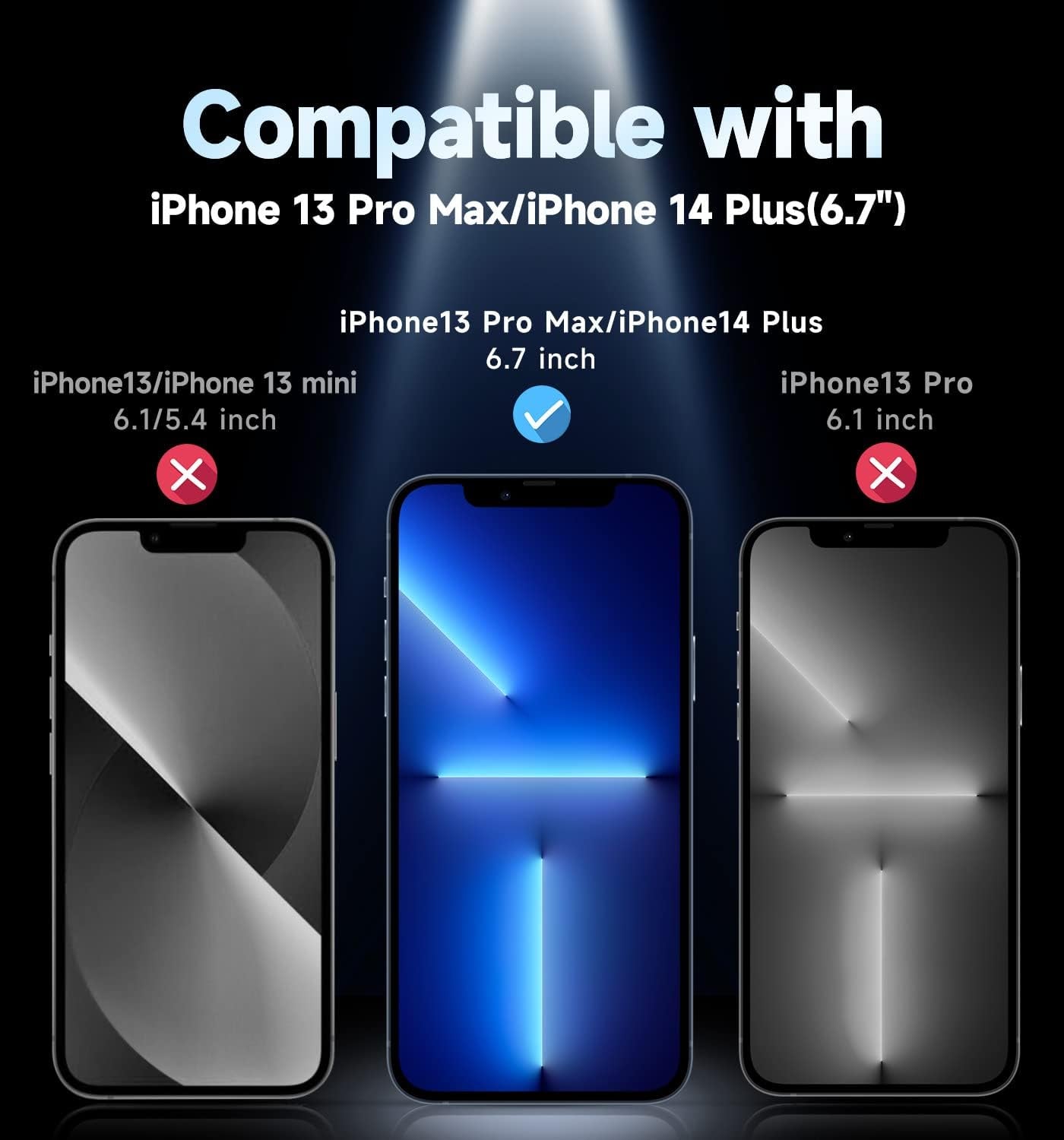 2 Pack for Iphone 13 Pro Max/Iphone 14 plus 6.7 Inch Tempered Glass Screen Protector, Auto Dust-Elimination Installation, Bubble Free, HD Clear, Easy Installation