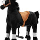 Ride on Horse for Kids, (41.33'' Height) Horse Ride on Toy, Riding Horse Rider Mechanical Walking Action Plush Animal for 7 Years Old to Adult, No Battery or Electricity, Max Load 187 LBS - BK