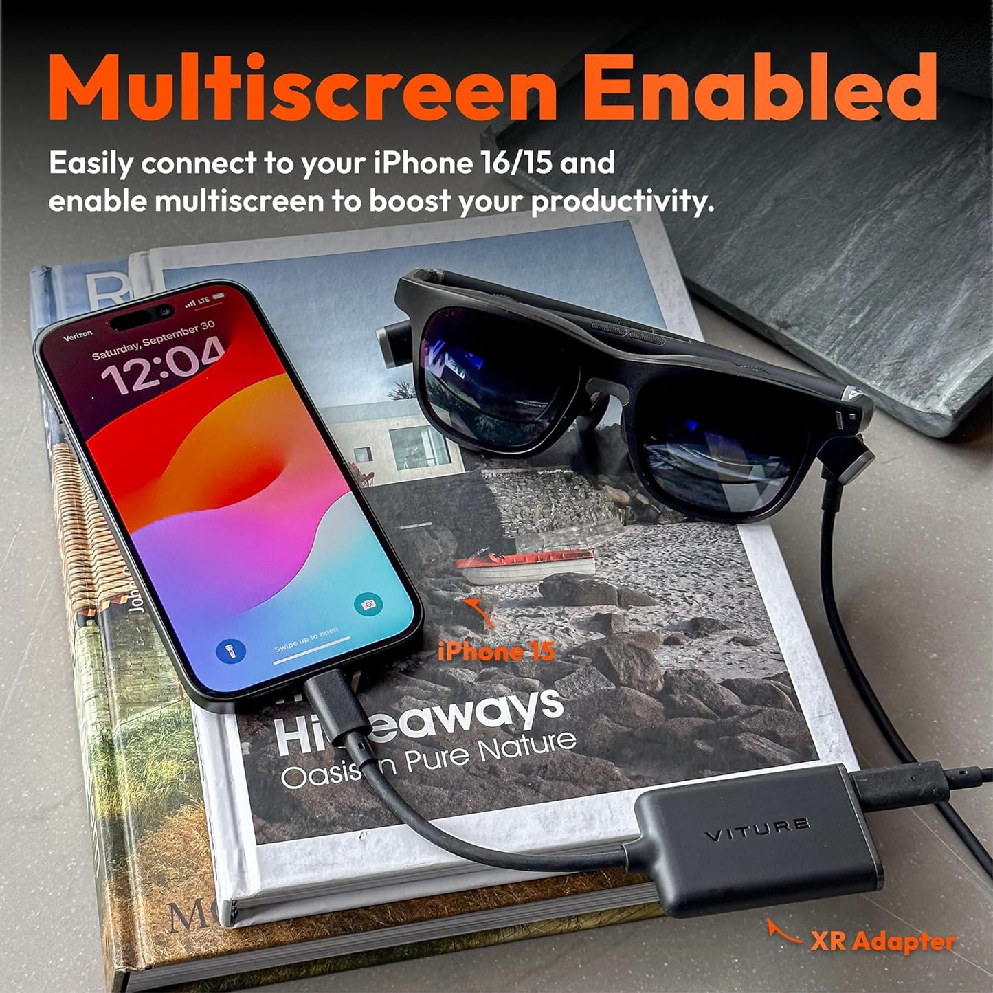 USB- C XR Charging Adapter for Iphone 16/15, Enabling Multi-Screen, Enhanced 3Dof, Spatial 3D, VR Video Features, Fits Iphone 16/15, Charge and Play for Other Devices