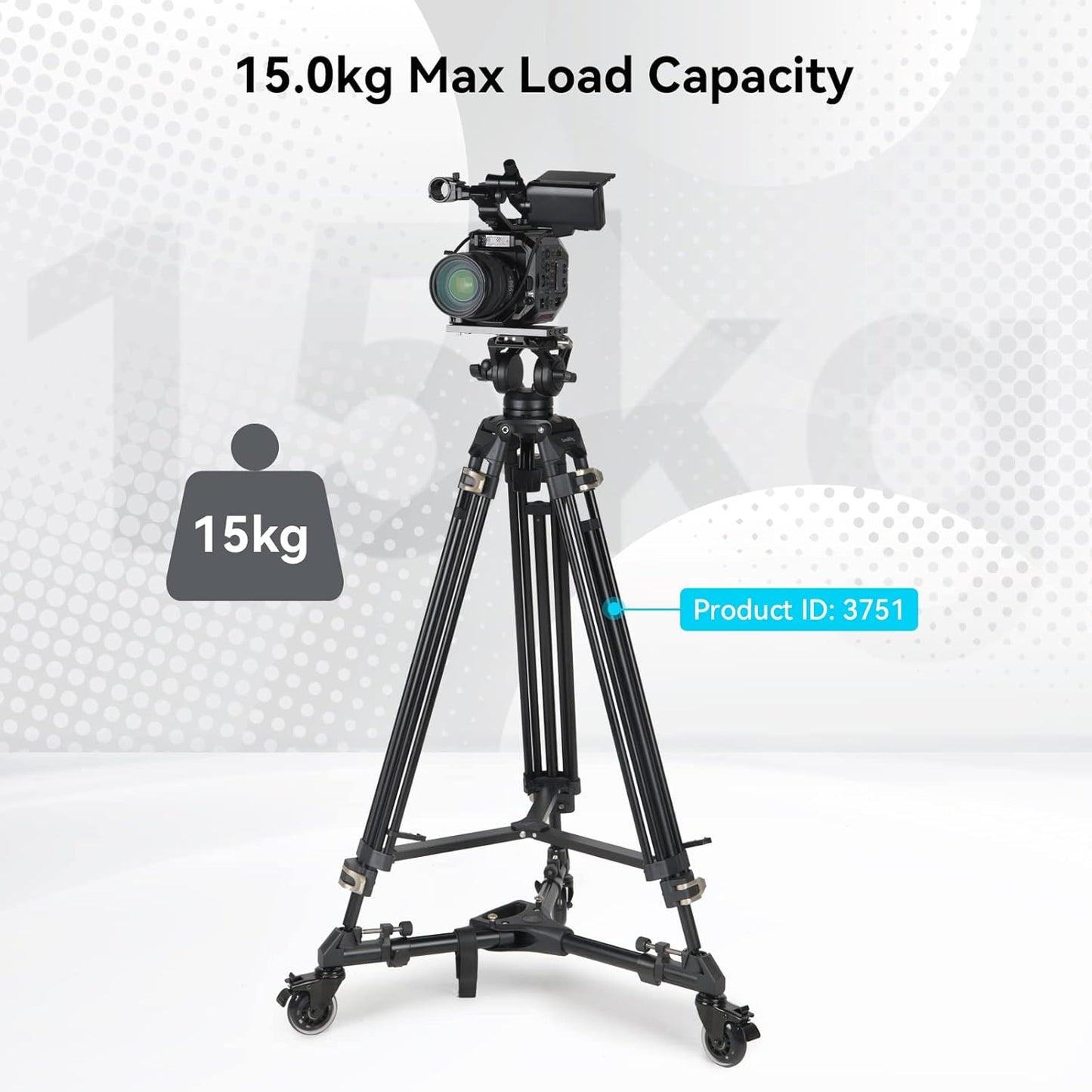 Universal Photography Tripod Dolly, Heavy Duty with 3" Rubber Wheels, Adjustable Legs and Carry Bag, 33 Lbs Capacity Tripod Wheels for Canon for Sony Cameras Camcorder Video Lighting- 3986