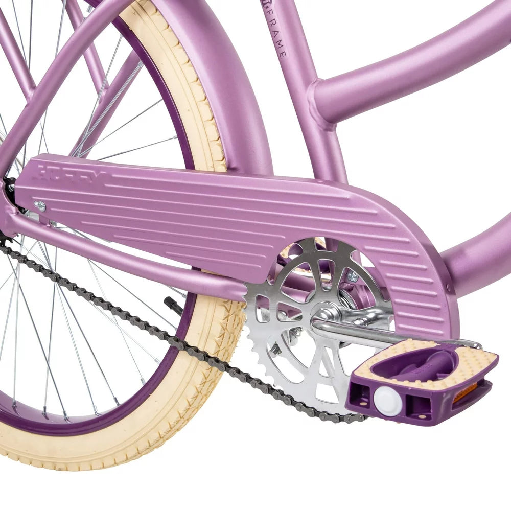 24" Nel Lusso Girls' Cruiser Bike, Purple Satin, Age 12+ Years