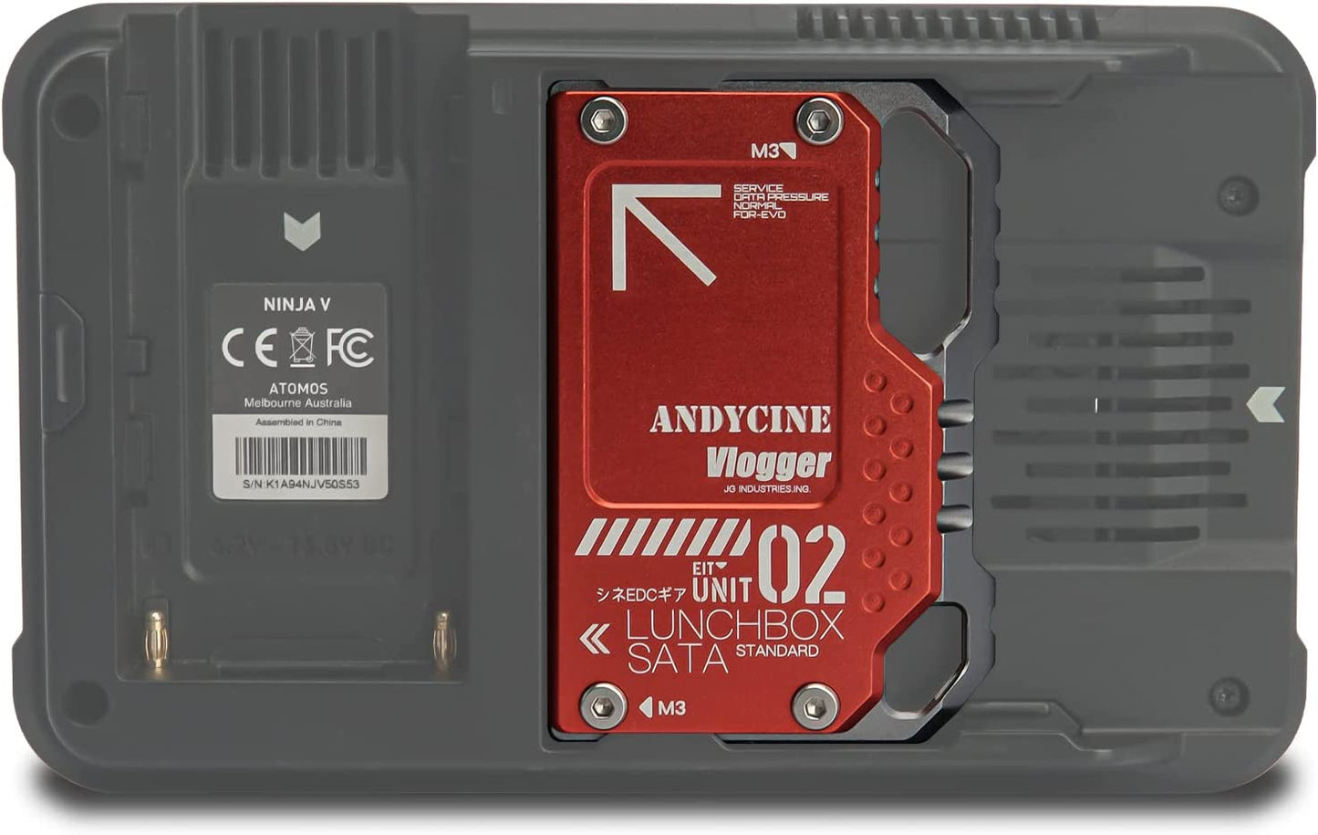Lunchbox II Red DIY Metal Case for DIY SSD for Atomos Ninja V,V+, Ninja Flame, Ninja Inferno, and Shogun Inferno