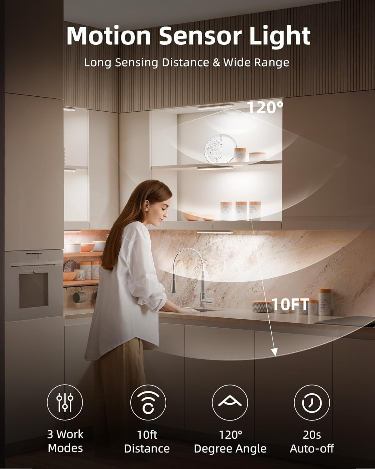 62LED under Cabinet Lighting with Charging Station 6 Pack, 2000Mah Rechargeable Battery Operated Motion Sensor Light, 3 Color Temps, Dimmable Wireless Closet Lights W/Remote for Kitchen, Pantry