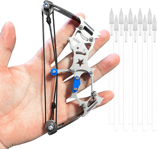 Mini Archery Bow Set Right Hand Mini Compound Bow Mini Hunting Bow Metal Material Catapult RH/LH for Hunting Shooting Practice Archery Entertainment Fun