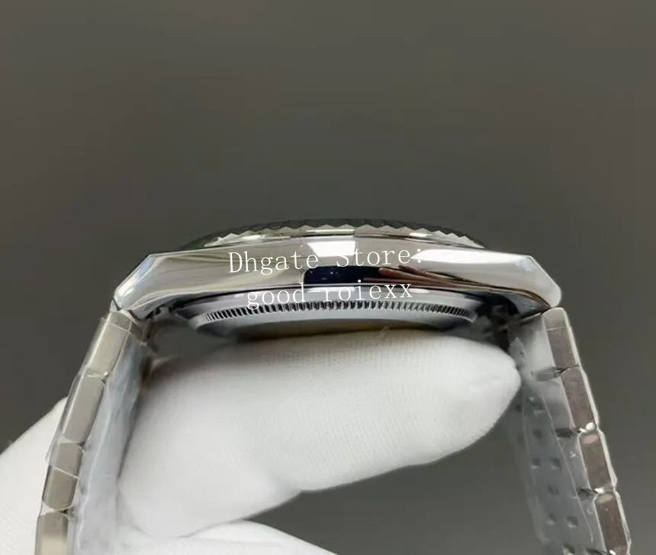 40Mm Men'S Blue White Watch Automatic Cal.7135 Movement Watches Men Flute Bezel Date Dweller 127336 Platinum 904L Steel 127334 Wristwatches