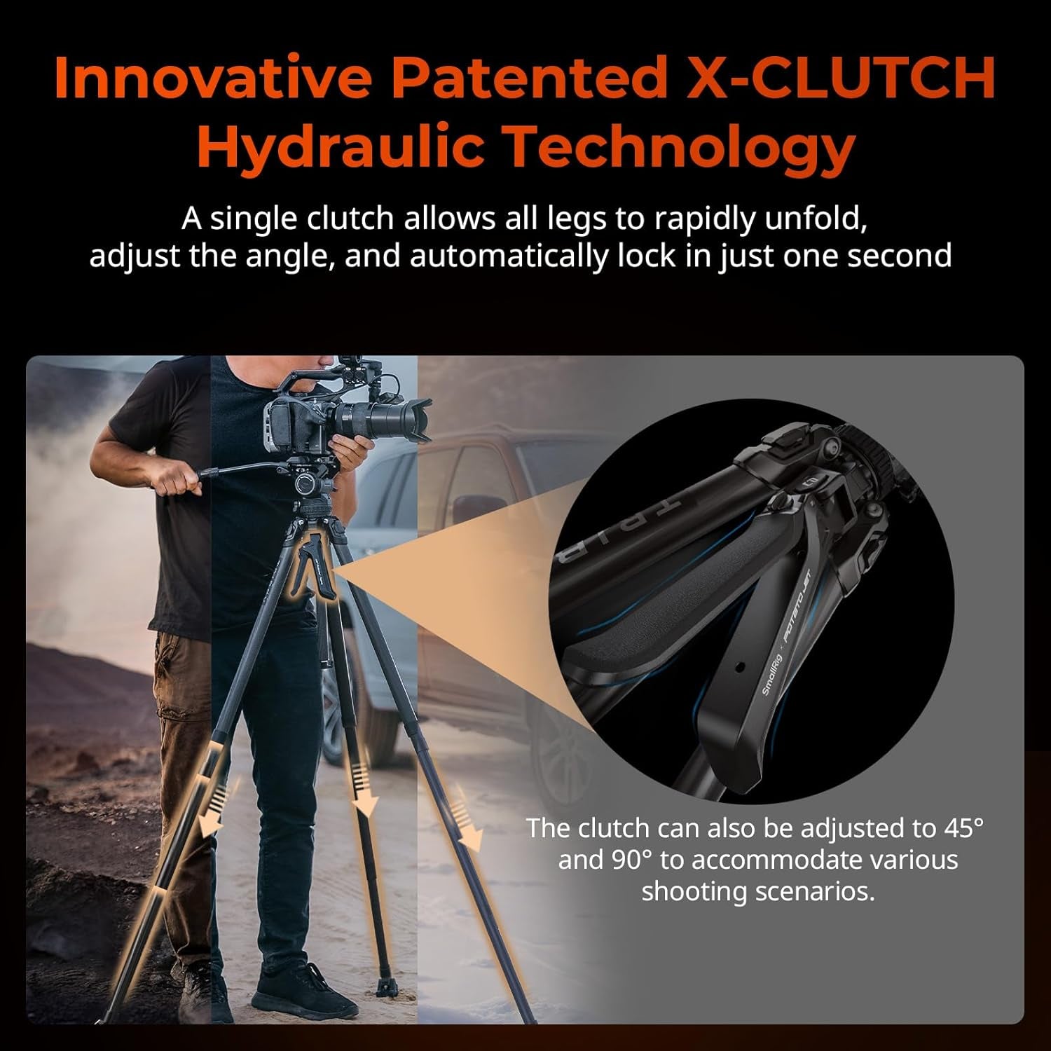 X Potato Jet Tribex Hydraulic Carbon Fiber Tripod, Fast Extend Camera Video Tripod with 4-Step Counterbalance Fluid Head, Step-Less Damping on Pan/Tilt, Load 13.2Lbs for Dslr(Standard Series)