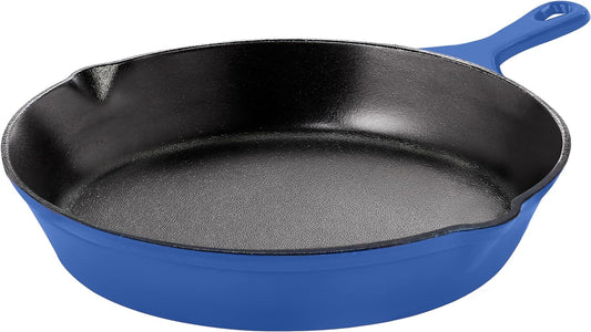 Pre Seasoned Chefs Pan Cast Iron Skillet Frying Safe Grill Cookware for Indoor & Outdoor Use (Blue, 8 Inch (Pack of 1))