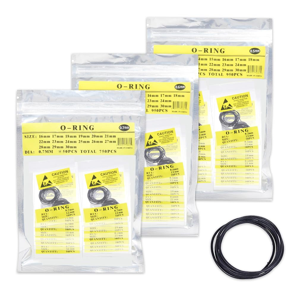 950Pcs O Ring Watch Back Gasket Rubber Seal Washers Set Watch Gaskets Kit Replacement O-Rings for Watch Backs Size 12-30Mm,0.6Mm