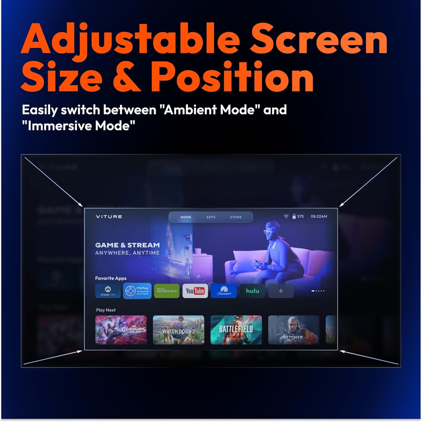 One Neckband, Official Partner of Psplay & Xbxplay, 128GB Storage, Remote Play, Cloud Gaming, App Store, Stream on Game Consoles, Support Miracast, Bluetooth (Jet Black)