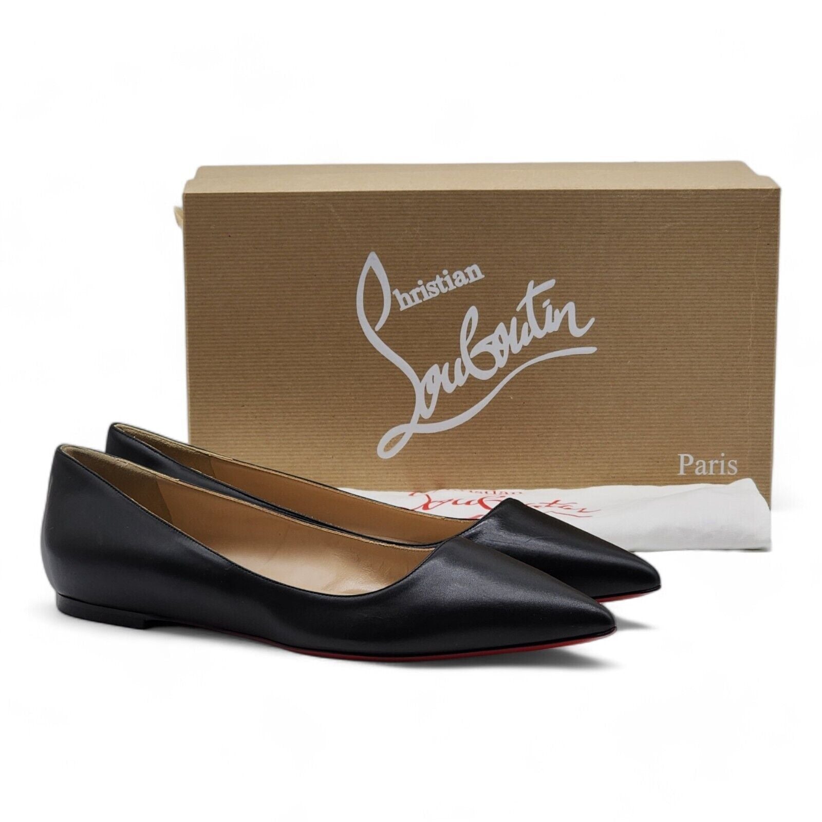 Christian Louboutin Ballalla Leather Ballet Flats Shoes in Black 39 9US $745