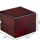 Allure - Luxury Ring Box with LED Light, Authentic Mahogany Wood with Black Leatherette Insert, Square Elegant Diamond Ring Case, for Unique Proposal or Wedding, Small Jewelry Display Gift Box.