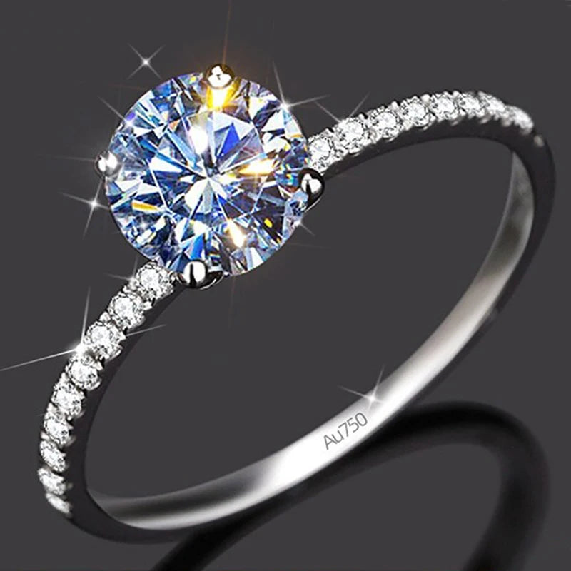 Custom Solid 14K White Gold Women Ring Moissanite Diamonds 1 2 3 4 5 Carat round Wedding Party Engagement Anniversary Ring