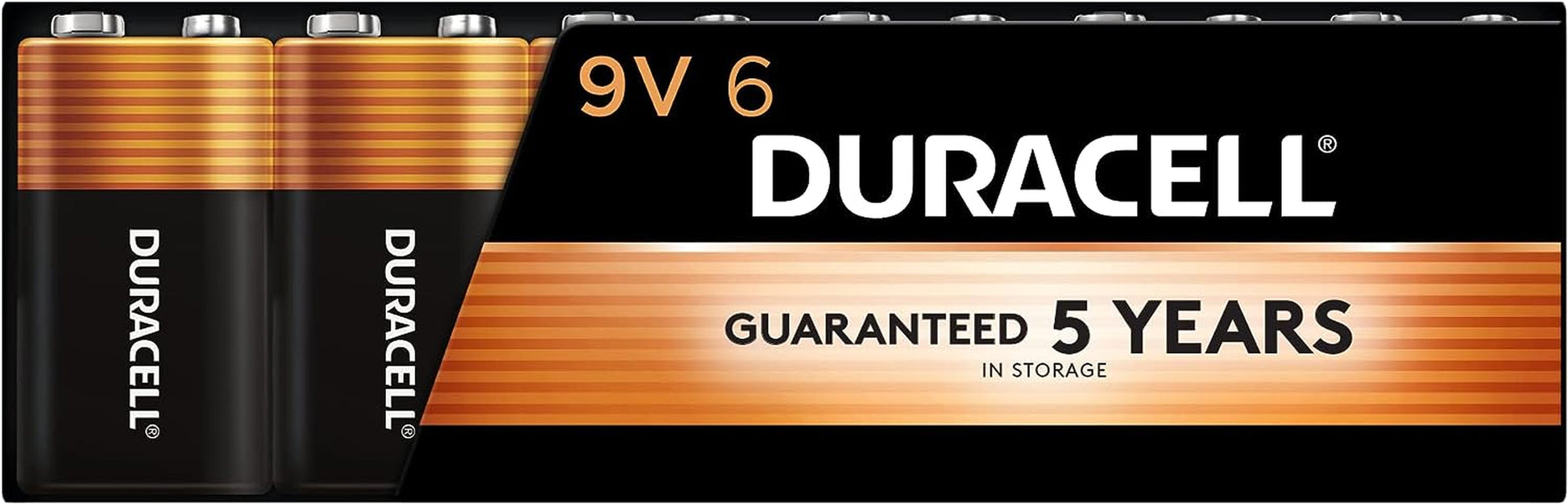 Coppertop 9V Battery, 6 Count Pack, 9 Volt Battery with Long-Lasting Power, All-Purpose Alkaline 9V Battery for Household and Office Devices