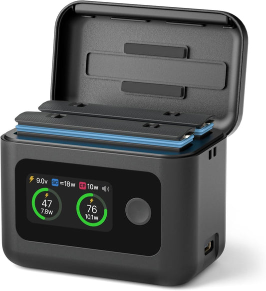 Insta 360 X5 Battery Charger for Insta360 X5 Accessories, 27W Dual Fast Charging Case W/Lcd Display, Intelligent Two Way Charger Hub for Insta360 X5 Batteries, Shows Battery SOC, Charger Only