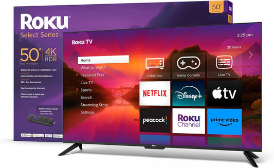 Smart TV – 50-Inch Select Series 4K HDR tv with  Enhanced Voice Remote, Brilliant 4K Picture, Automatic Brightness, & Seamless Streaming – Live Local News, Sports, Family Entertainment