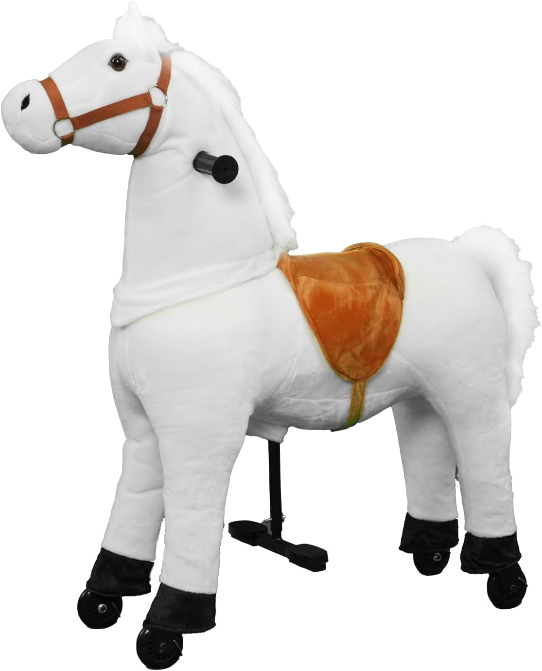 Ride on Horse for Kids, (41.33'' Height) Horse Ride on Toy, Riding Horse Rider Mechanical Walking Action Plush Animal for 7 Years Old to Adult, No Battery or Electricity, Max Load 187 LBS - BK