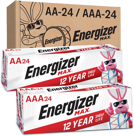 AA Batteries and AAA Batteries, 24 Max Double a Batteries and 24 Max Triple a Batteries Combo Pack, 48 Count