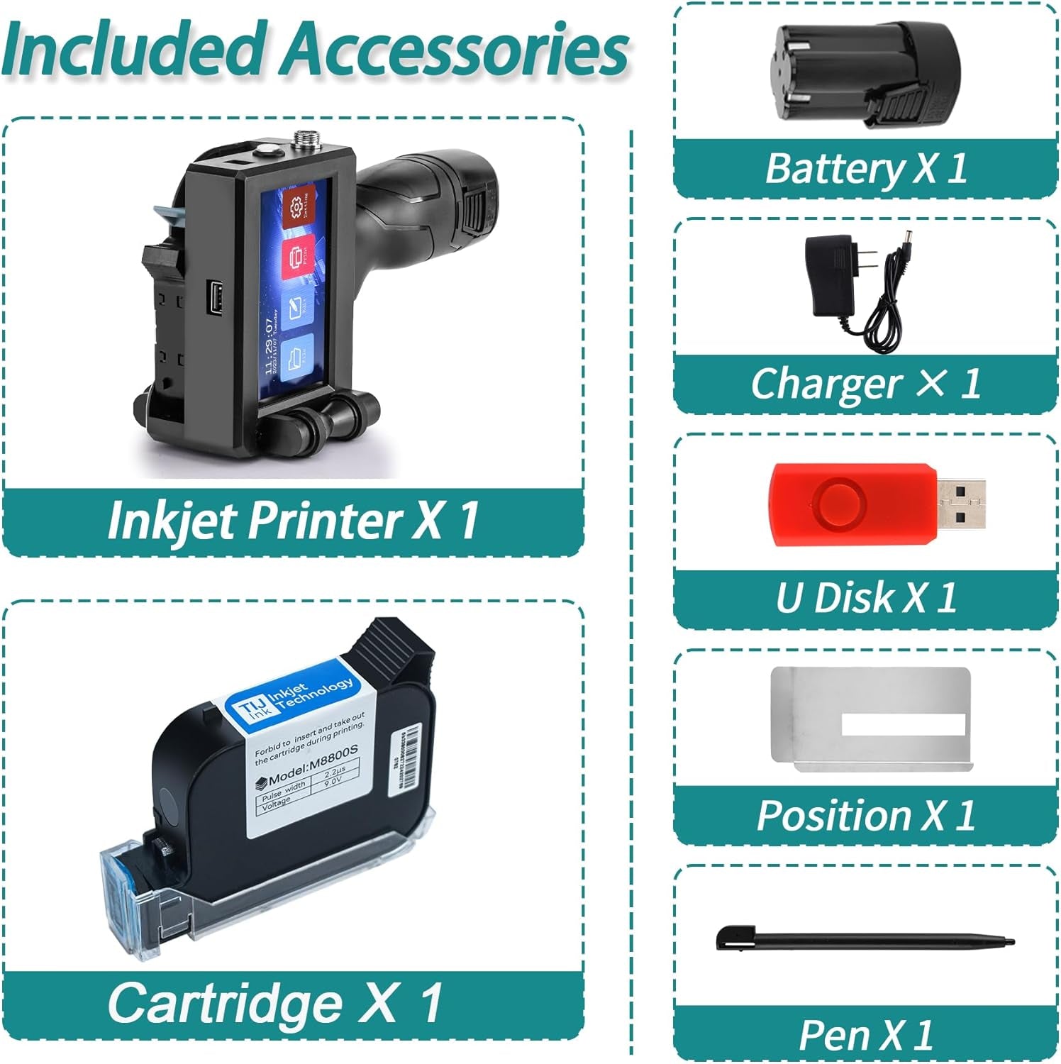 C10 Handheld Inkjet Printer Gun with Original Fast-Drying Ink Cartridge for Text Qrcode Barcode Batch Number Label Image Expiry Date Portable Printer for Any Surface (Non-Encrypted)