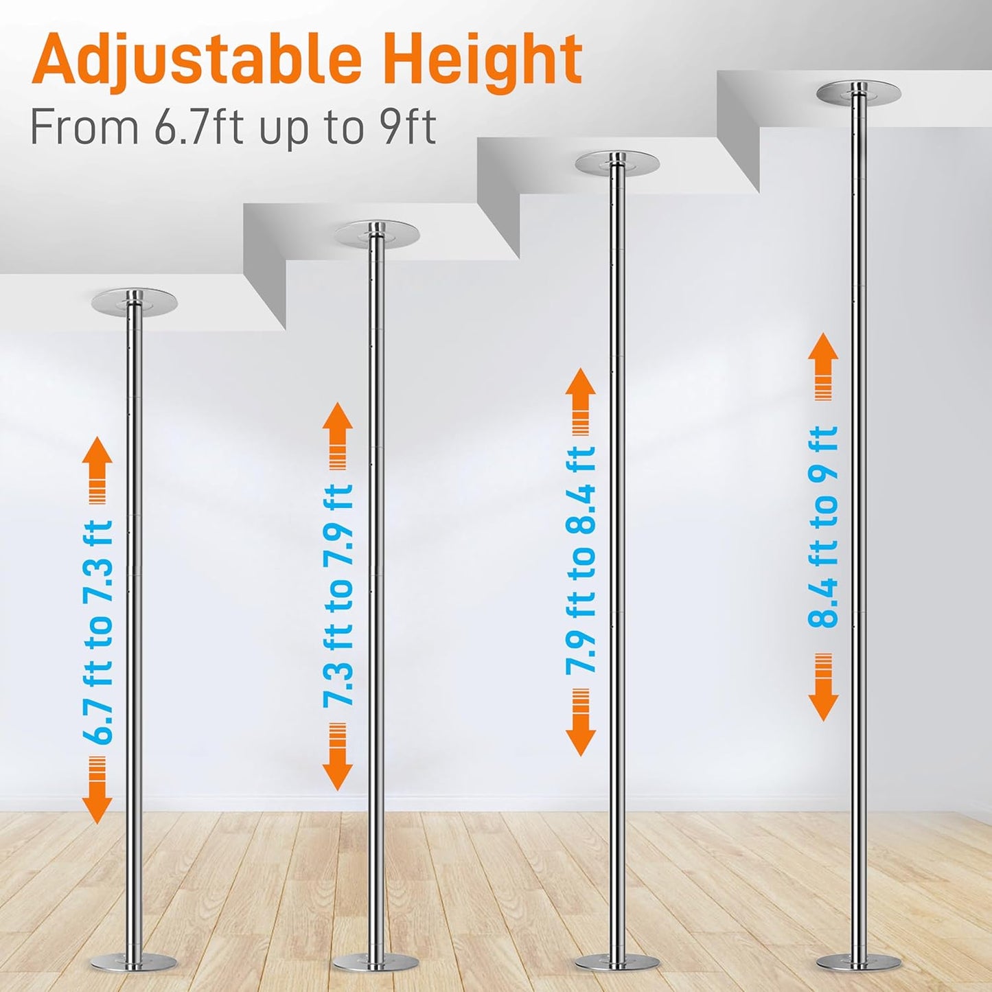 Professional Spinning Dancing Pole – Adjustable & Portable Fitness Pole for Home, Club, Gym – Durable Steel Build, Anti-Rust Finish, Includes Gloves for Safe Workouts