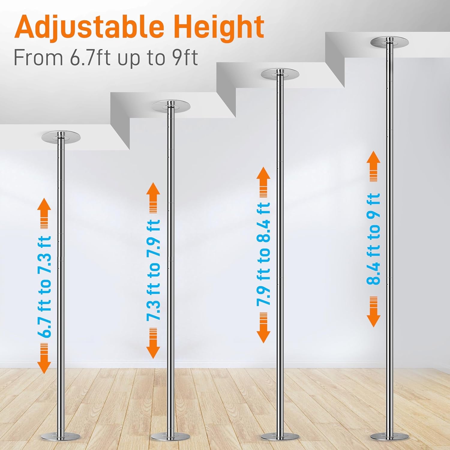 Professional Spinning Dancing Pole – Adjustable & Portable Fitness Pole for Home, Club, Gym – Durable Steel Build, Anti-Rust Finish, Includes Gloves for Safe Workouts