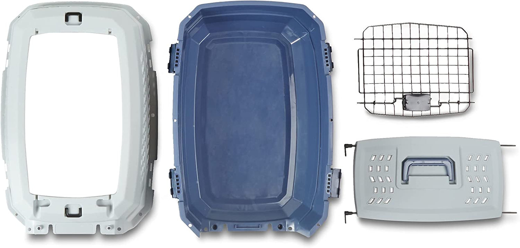 - 2-Door Top-Load Hard-Sided Dogs, Cats Pet Travel Carrier, Gray & Blue, 22.8"L X 15.0"W X 13.0"H