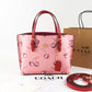 COACH Mollie Tote 25 2Way Shoulder Bag Canvas Leather Cherry Pink CR293 JP New