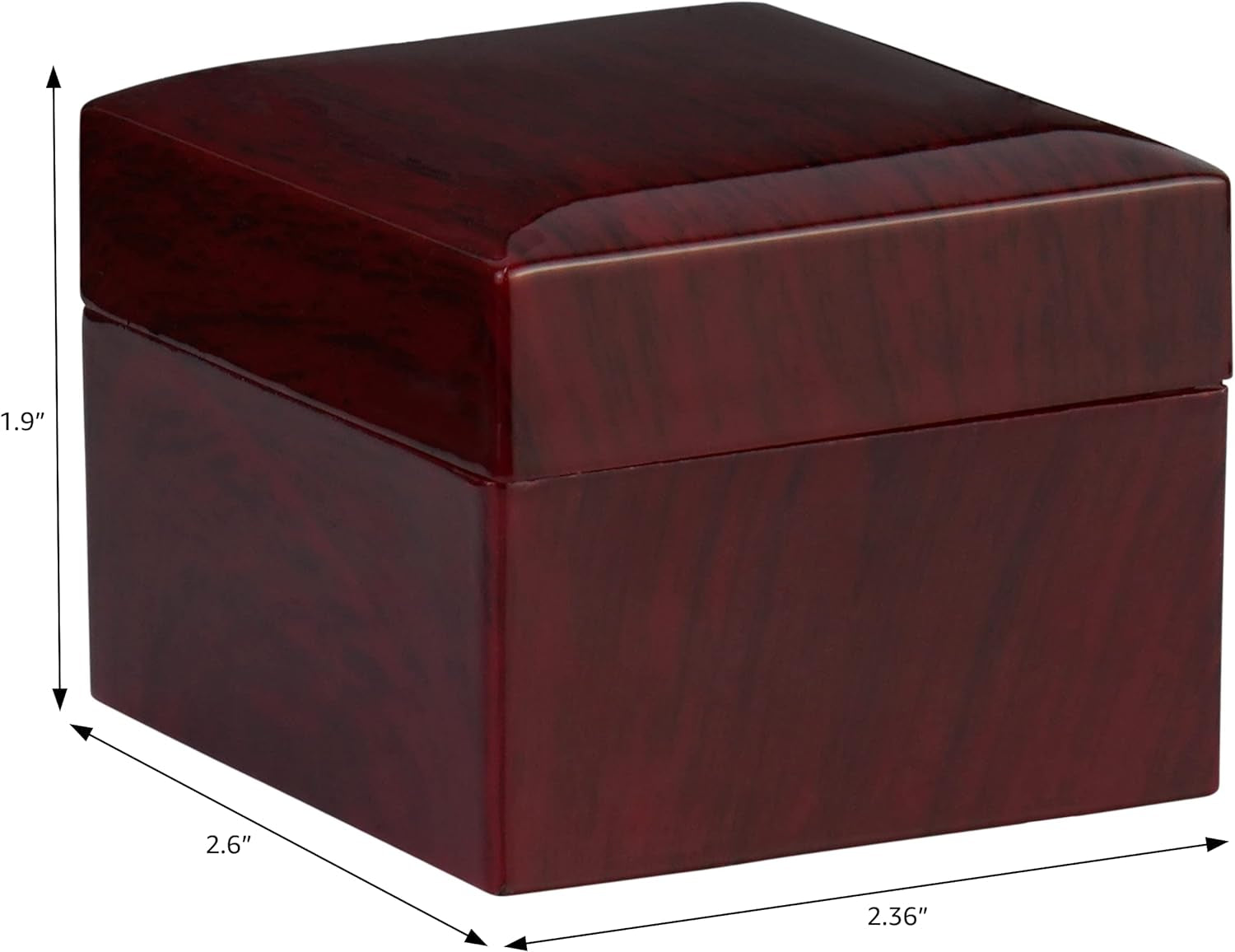 Cherry Ring Box with Light - Unique LED Engagement Ring Box for Proposal Ring or Special Occasions (Mahogany/Black Insert)