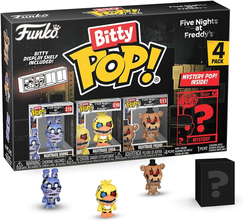 Bitty Pop!: Five Nights at Freddy'S Mini Collectible Toys 4-Pack - Nightmare Bonnie, Nightmare Chica, Nightmare Freddy & Mystery Chase Figure (Styles May Vary)