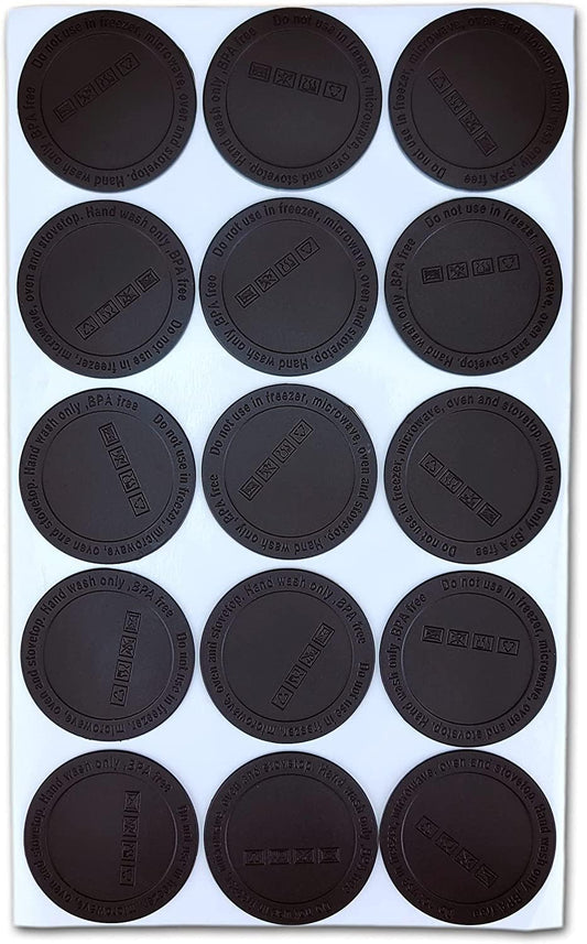 15 Pack Protective Anti-Slip Rubber Bottom with Adhesive for Wine Tumblers, Skinny Straight Tumblers, and Mason Jars (Black), 56Mm