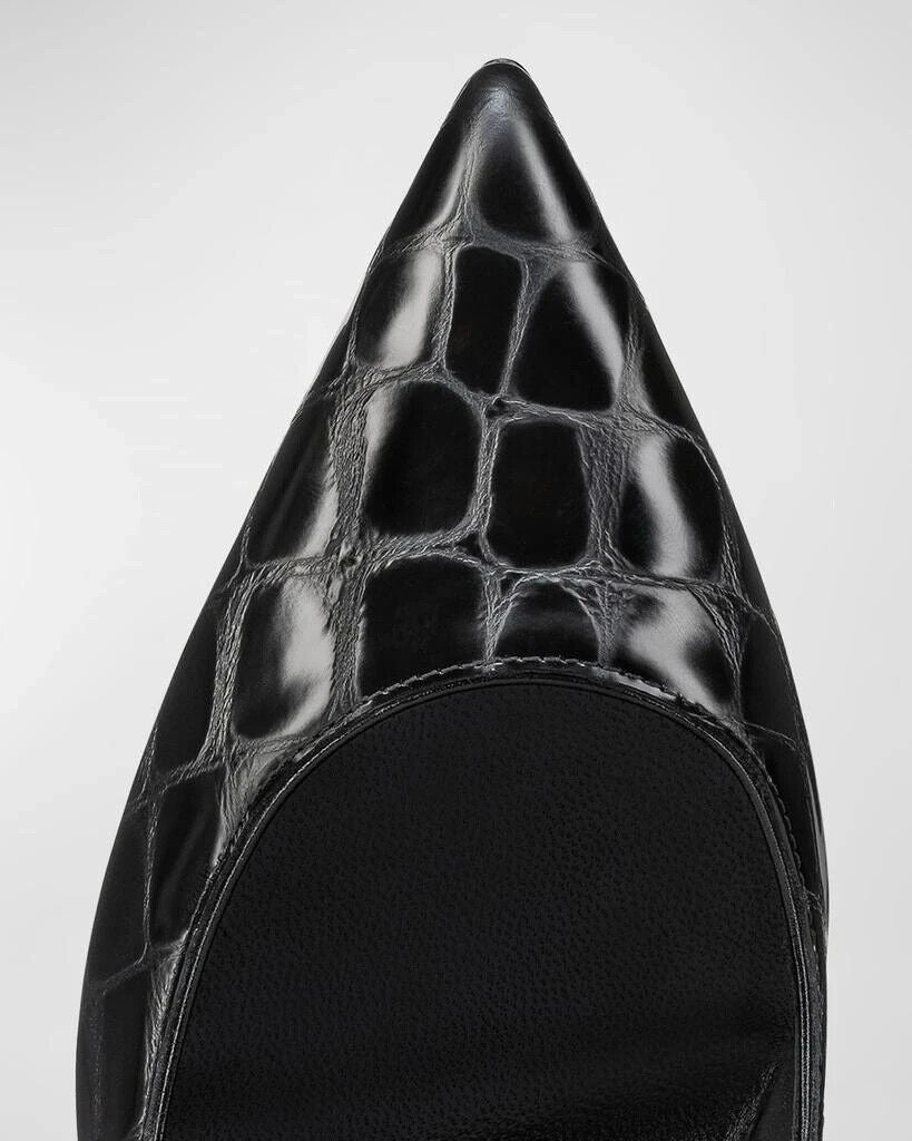 Christian Louboutin Z3896 Black Kate 85 Croco Red Sole Classic Pumps Size 7.5 M