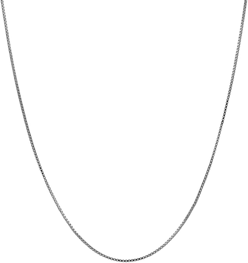 Honolulu Jewelry 14K Real Solid White Gold 0.5Mm or 1Mm Box Chain Necklace, 16" - 24"