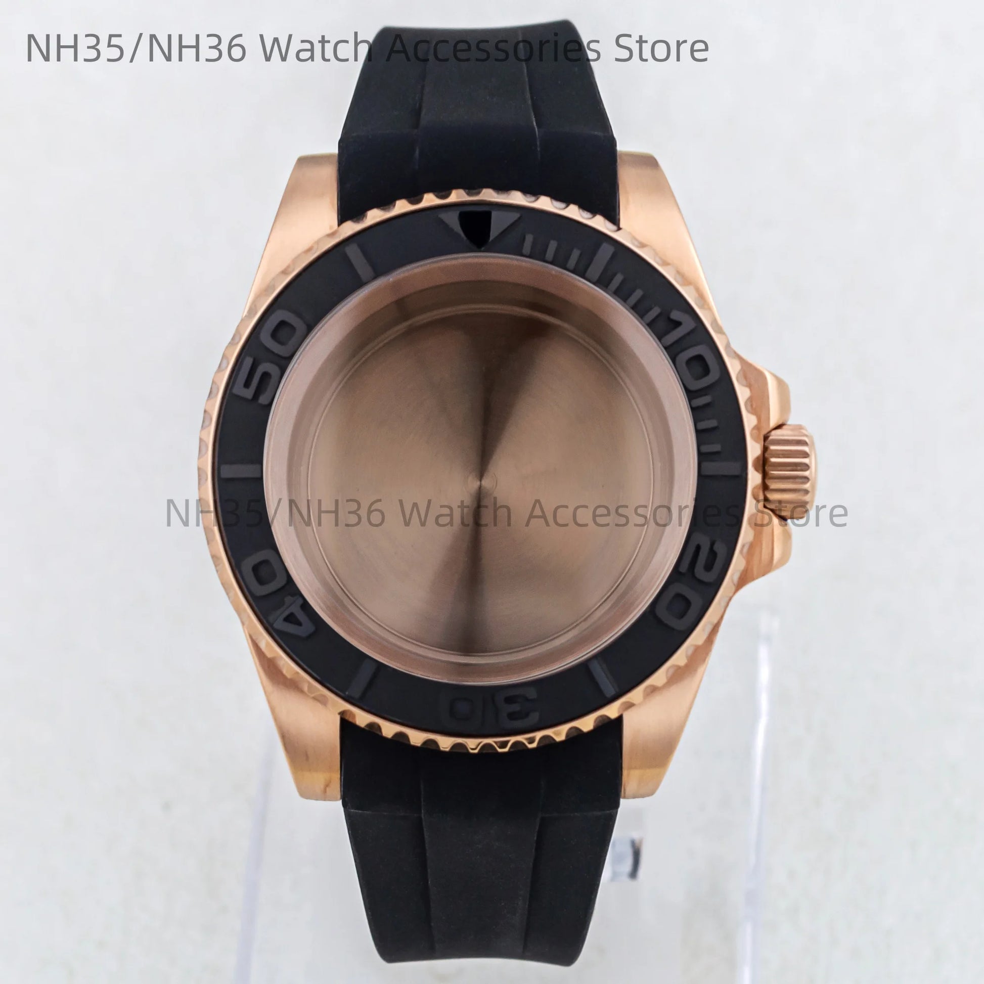 40Mm Rose Gold Watch Case Ceramic Bezel Sapphire Glass Stainless Steel for NH35 Nh36 Nh34 Automatic Movement Yacht-Master Case