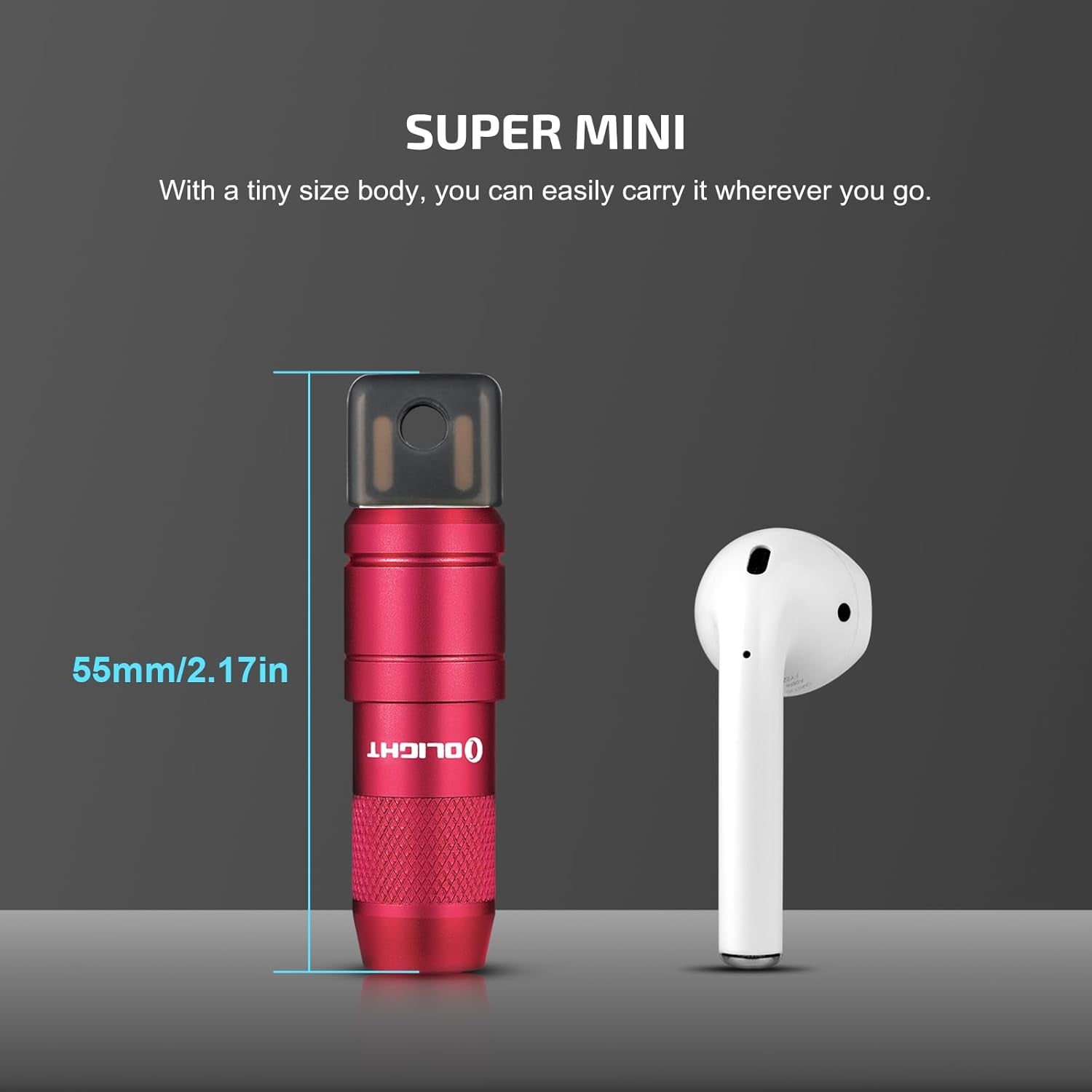 IMINI 2 EDC Rechargeable Keychain Flashlight, 50 Lumens Compact and Portable Mini LED Keyring Lights with Built-In Battery Ideal for Everyday Carry and Emergencies (Passionate Red)