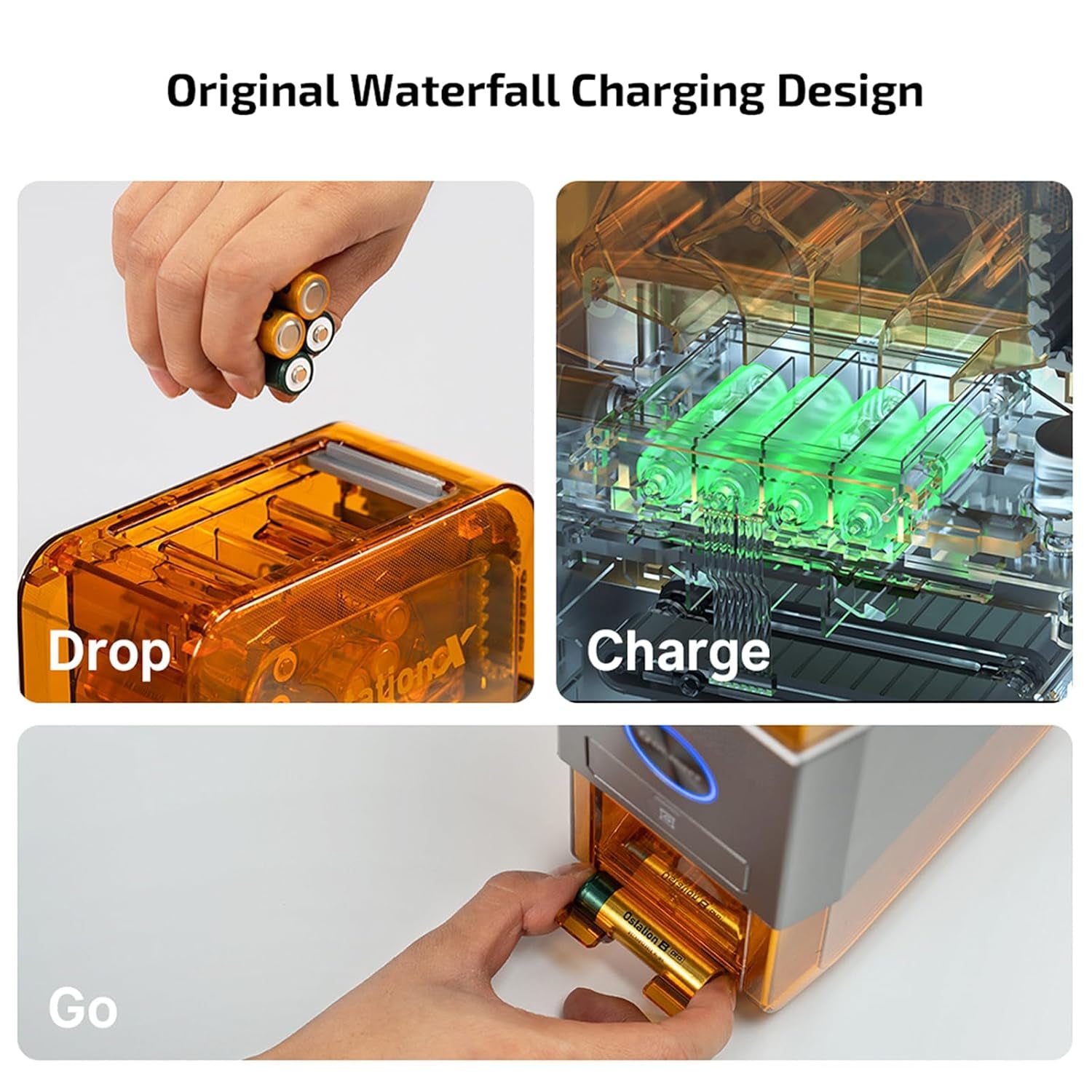 Ollght Ostation X Battery Charger Exclusively for Nimh AA Rechargeable Batteries, 3 in 1 Automatic Design for Charging, Testing & Storage, No Polarity Check Needed, Bad Battery Detection, APP Control