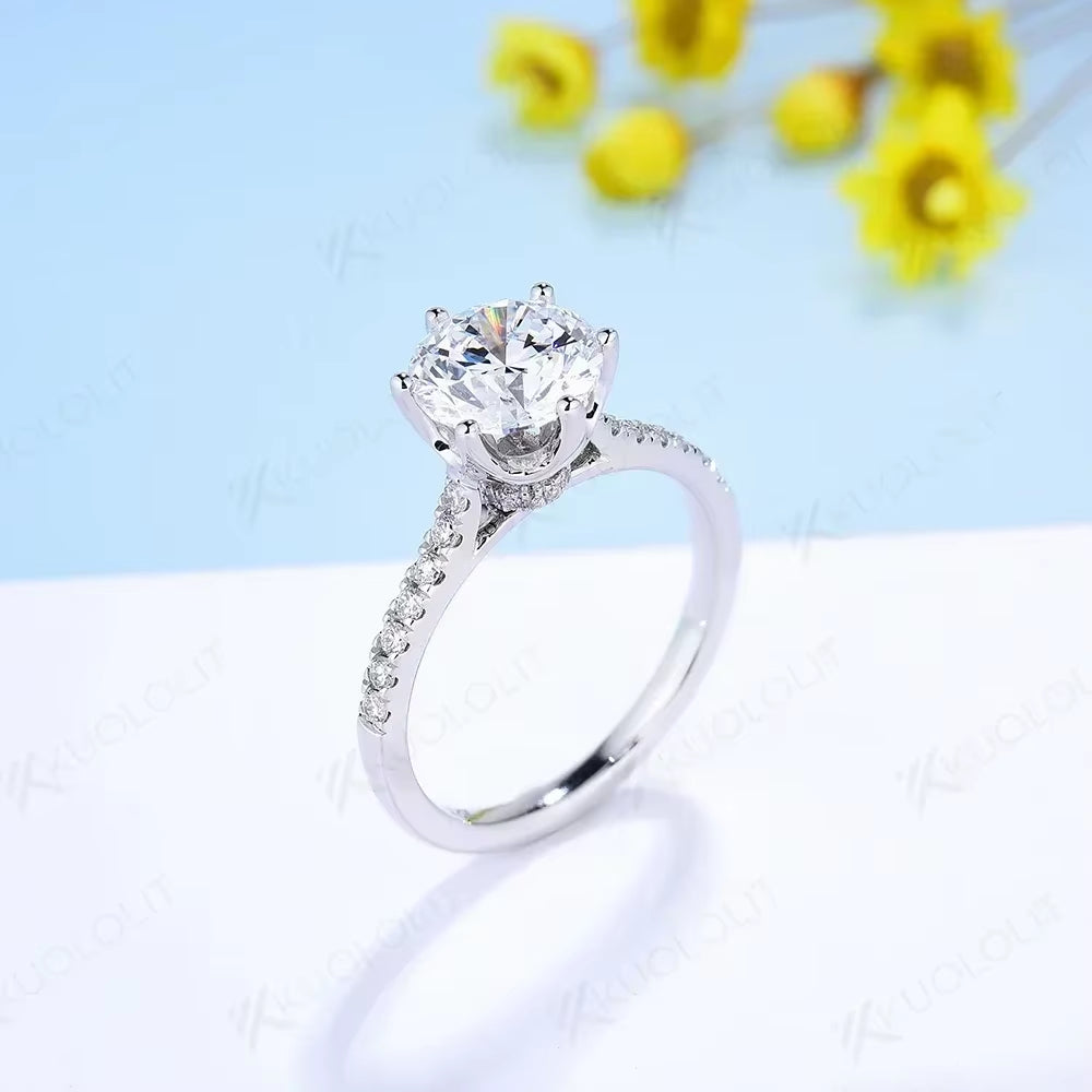 IGI 2CT Lab Grown Diamonds D/VS1 VS2 Ring for Women Soild 18K 14K 10K PT950 White Gold for Engagement Wedding Christmas