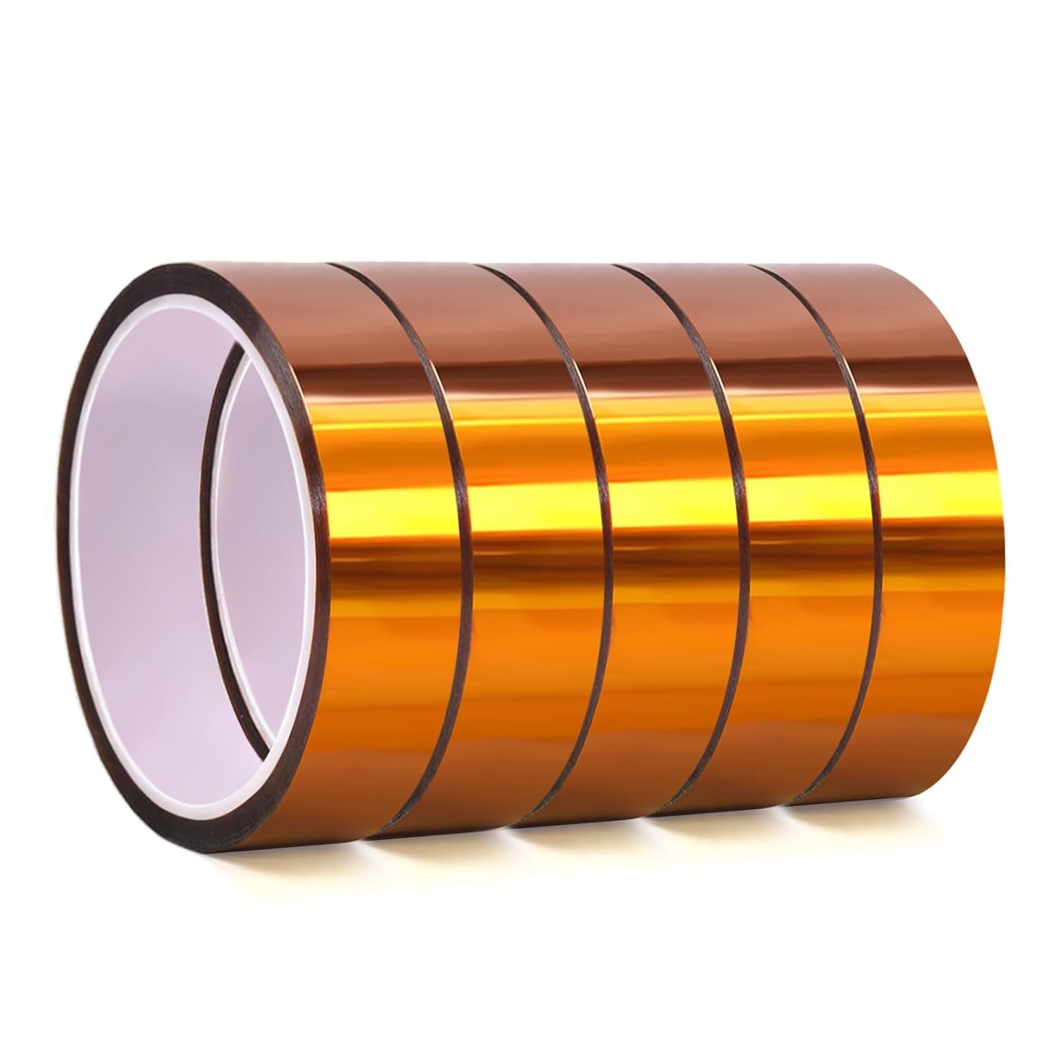 Polyimide Tape, High-Temperature Resistant Tape, Kapton Tape, No Residue Heat-Resistant Tape for Electric Task, 3D Printing, Soldering, Sublimation, Masking, 5 Pack 1Inch X 33M(108Ft)