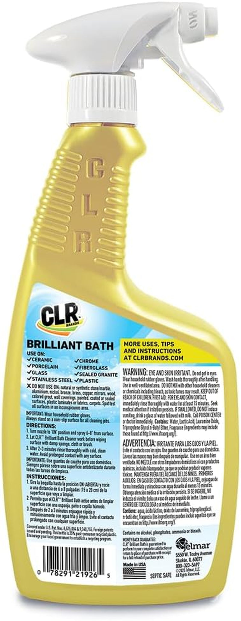 Brilliant Bath Foaming Bathroom Cleaner Spray - for Use on Toilet, Bath, Shower, Sink, Glass, Stainless Steel - Fresh Scent, 26 Fl Ounce Bottle (Pack of 2)