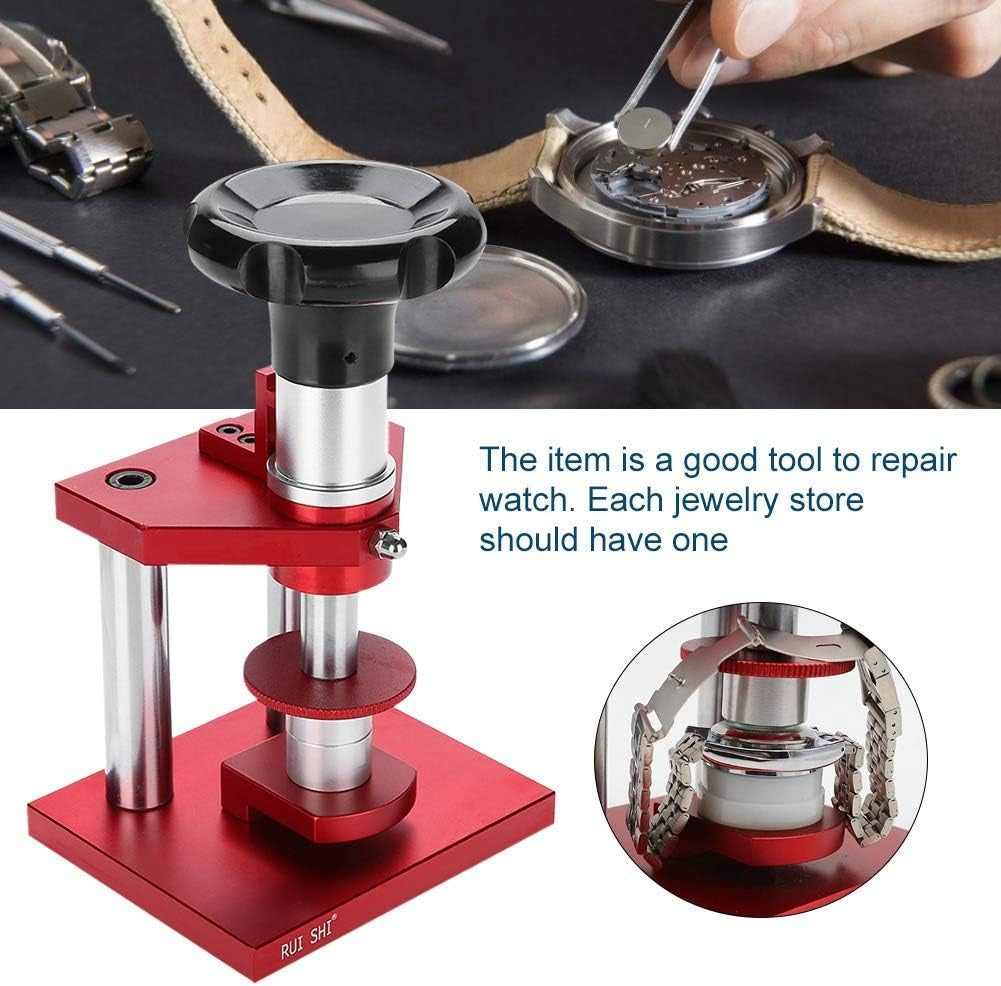 Watch Repair Tool, Screw Type Precise Crystal Bezel Watch Back Case Cover Press Watchmaker Tool with 20 Dies for Watch Making and Repair