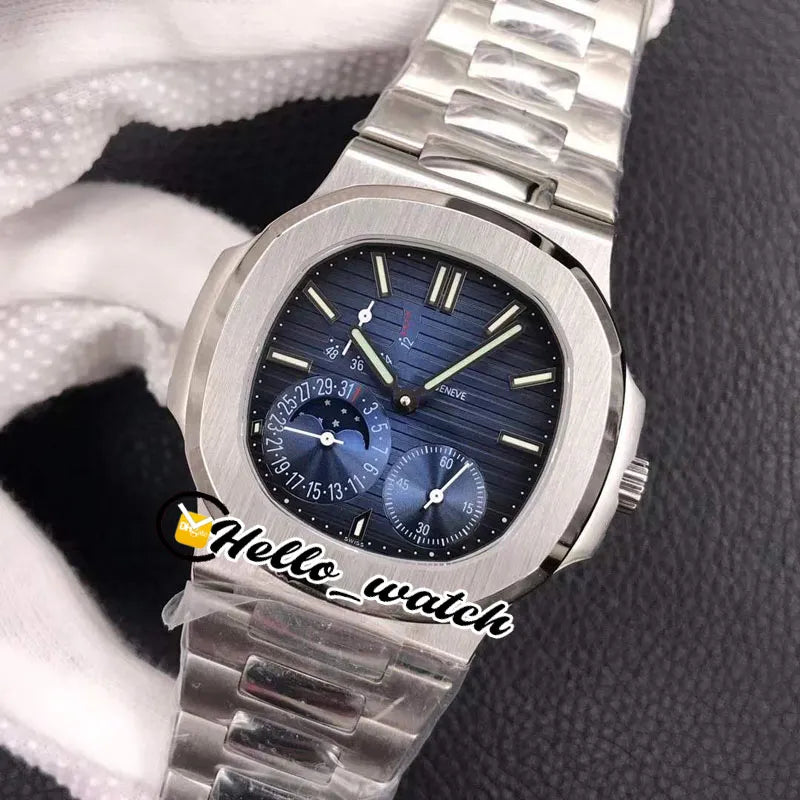 Best New PFF 40Mm Sport 5712/1A-001 5712 Mechanical Hand Winding Mens Watch Moon Phase Power Reserve D-Blue Dial Steel Bracelet Hello_Watch