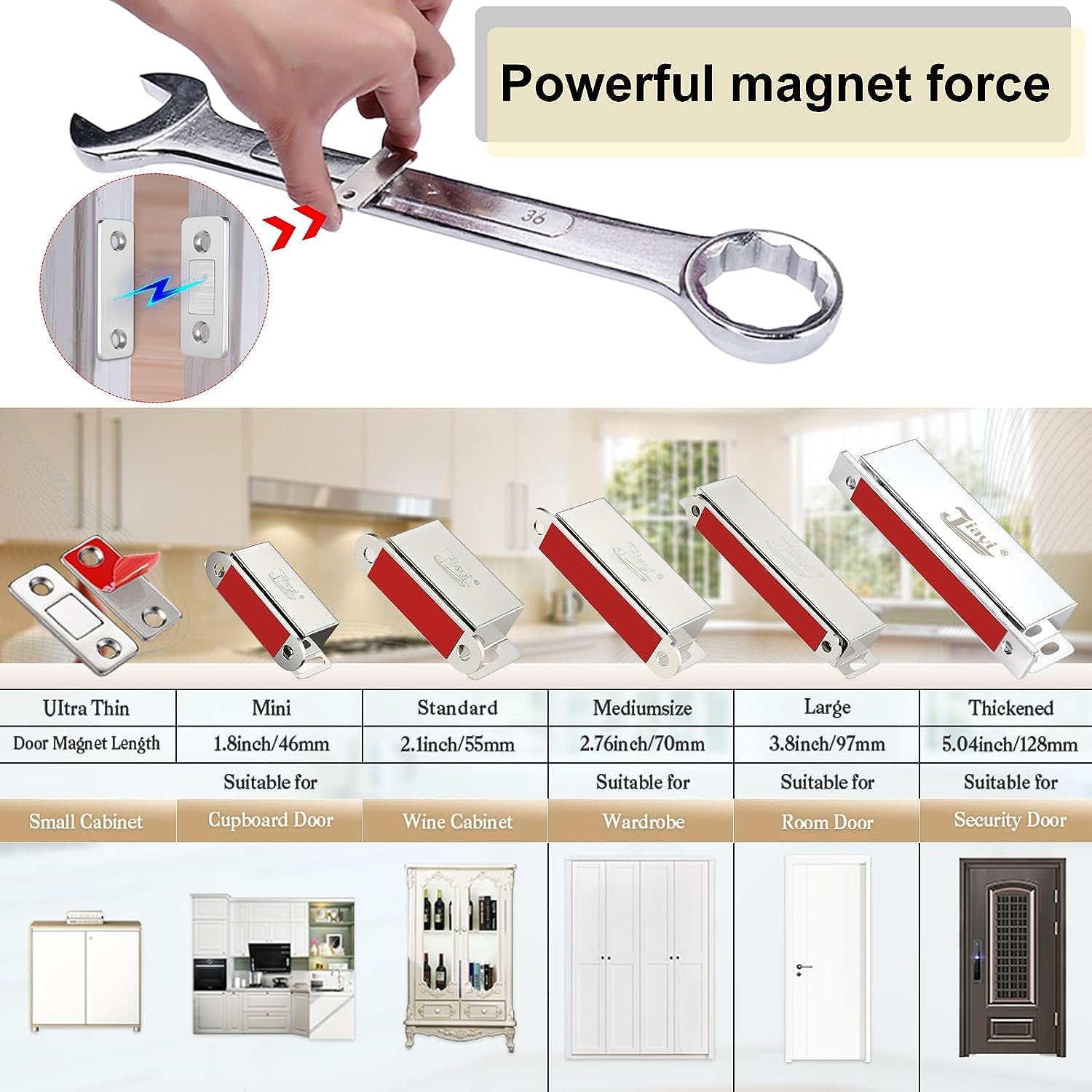 Cabinet Magnetic Catch  4 Pack Ultra Thin Cabinet Door Magnetic Catch for Drawer Magnets Adhesive Cabinet Latch Magnetic Closures for Kitchen Closet Door Closing Magnetic Door Catch Closer