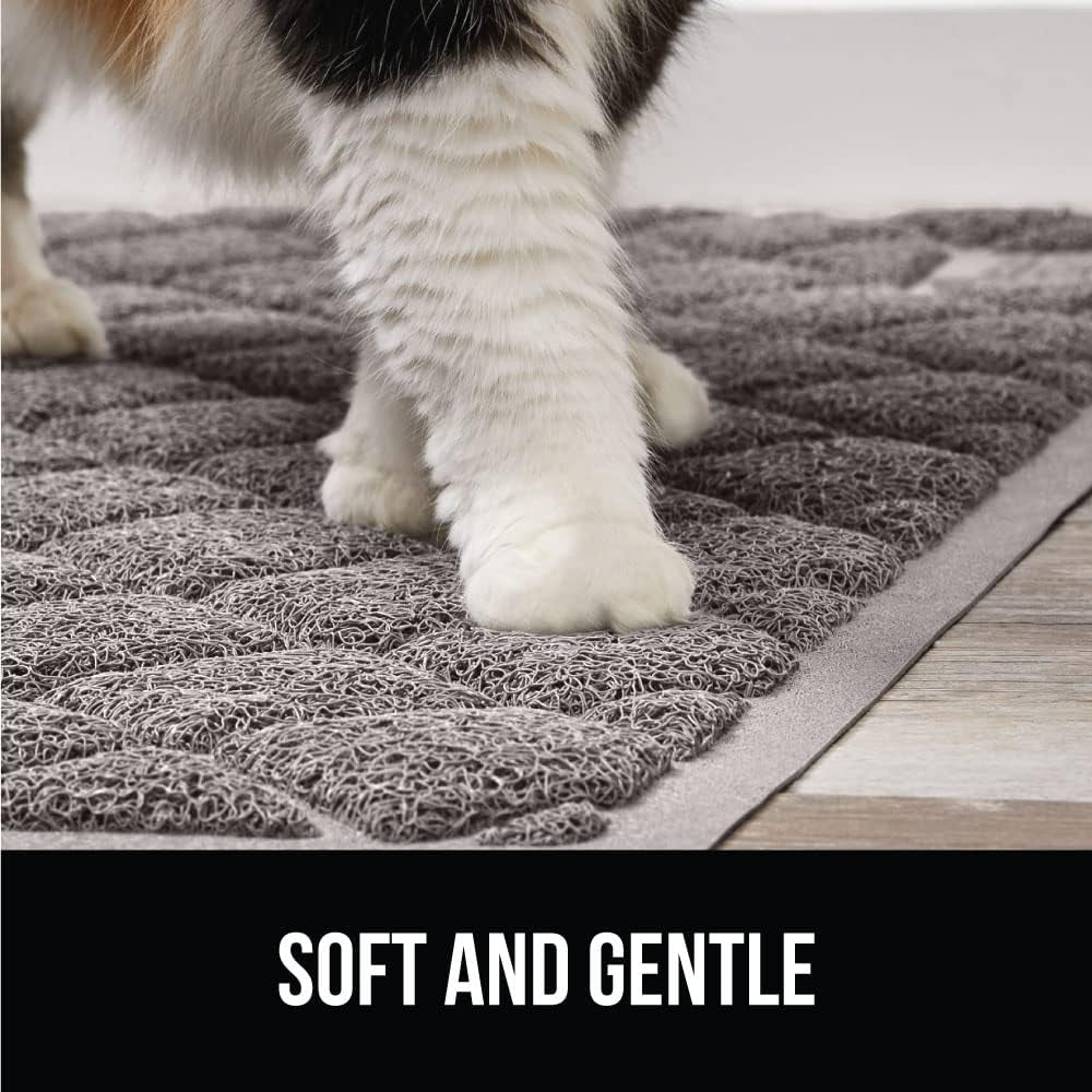 The Original  Water Resistant Cat Litter Box Trapping Mat 35X23, Easy Clean, Textured Backing, Traps Mess for Cleaner Floors, Less Waste, Stays in Place for Cats, Soft on Paws, Gray