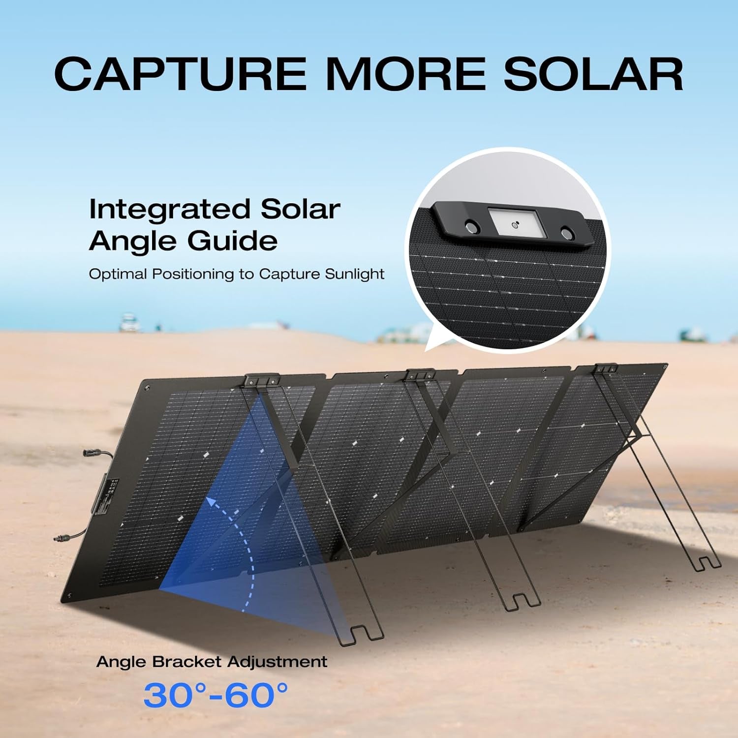 220W Portable Solar Panel, Bifacial Design up to 25% Conversion Efficiency N-Type Solar Cell, with Adjustable Kickstand, IP68 Waterproof, Foldable Solar Panel for Camping Rving Home Backup